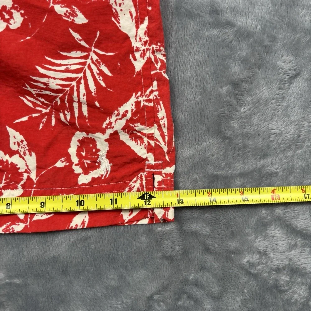 Vintage Polo Ralph Lauren Swim Trunks Mens Medium Red Floral Hawaiian Mesh Lined